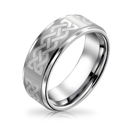 Irish Wedding Jewelry (Irish Viking Celtic Infinity Love Knot Couples Wedding Band Tungsten Rings For Men For Women Matte Silver Tone)