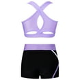 thumbnail image 2 of Manyakai Kids Girls Gymnastics Dance Workout 2 Piece Outfits Crop Top and Shorts Set Lavender 12, 2 of 5