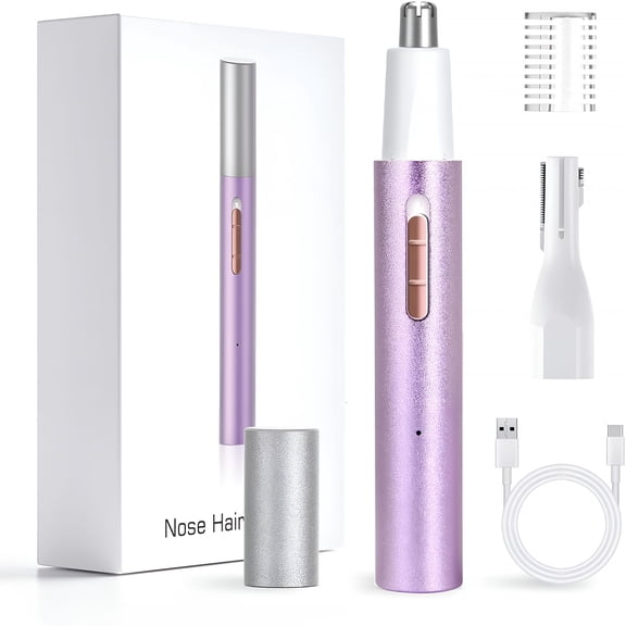 FACEGA Ear and Nose Hair Trimmer for Women Men,2in1 Painless Eyebrow & Facial Hair Trimmer with Powerful Motor and Dual-Edge Blades