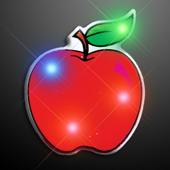 FlashingBlinkyLights Red Apple Flashing Blinking Light Up Body Lights Pins