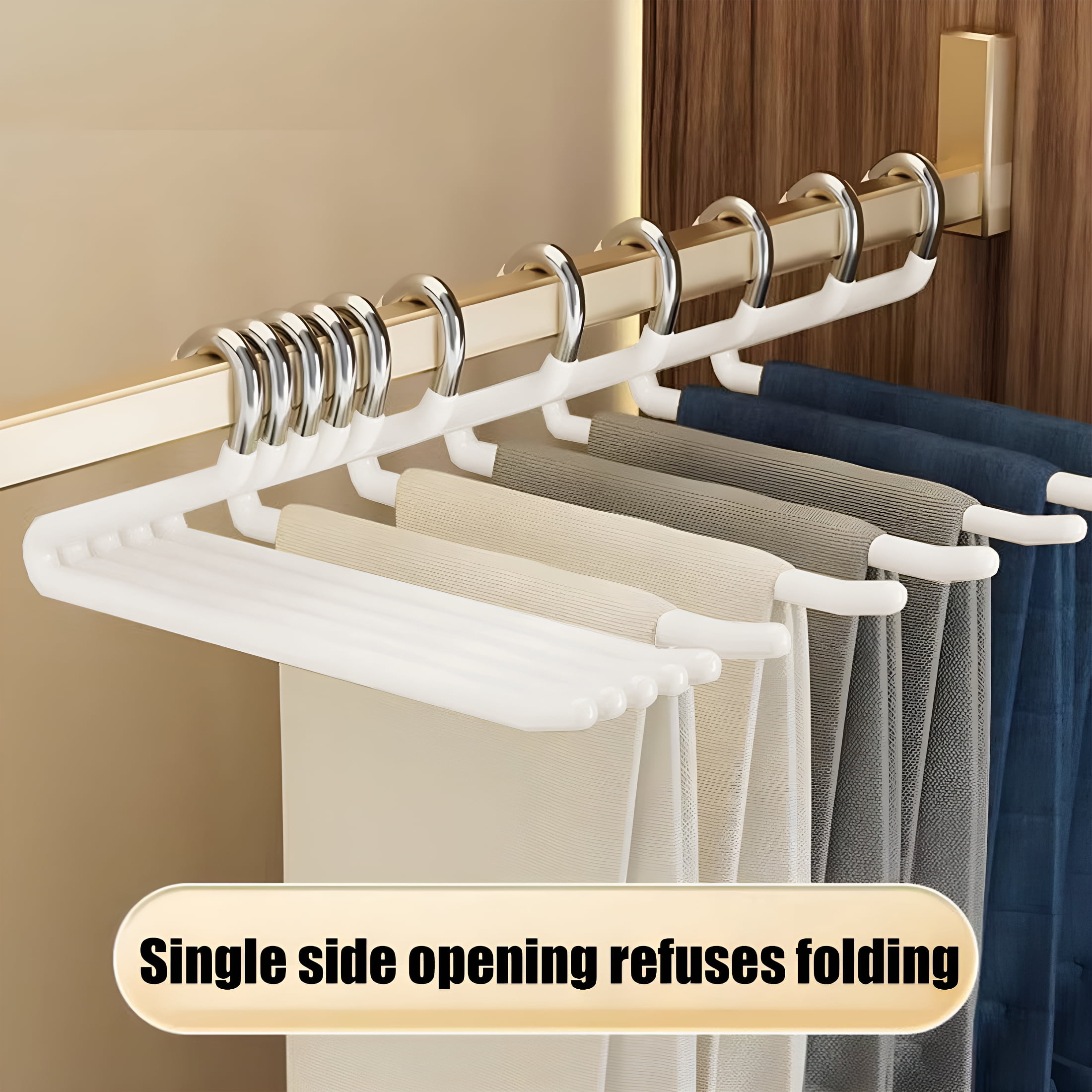 LAMIRO 10 Pack Pants Hangers Space Saving,Open Ended Metal Pant Hangers,Non Slip Jean Hangers for Men and Women,Closet Storage Organizer for Clothes Leggings Slacks Trouser Ties