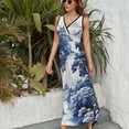 thumbnail image 6 of Blue Chinoiserie Toile River Dress Summer Street Style Bohemia Long Dresses Female Sleeveless Printed Maxi Dress, 6 of 9