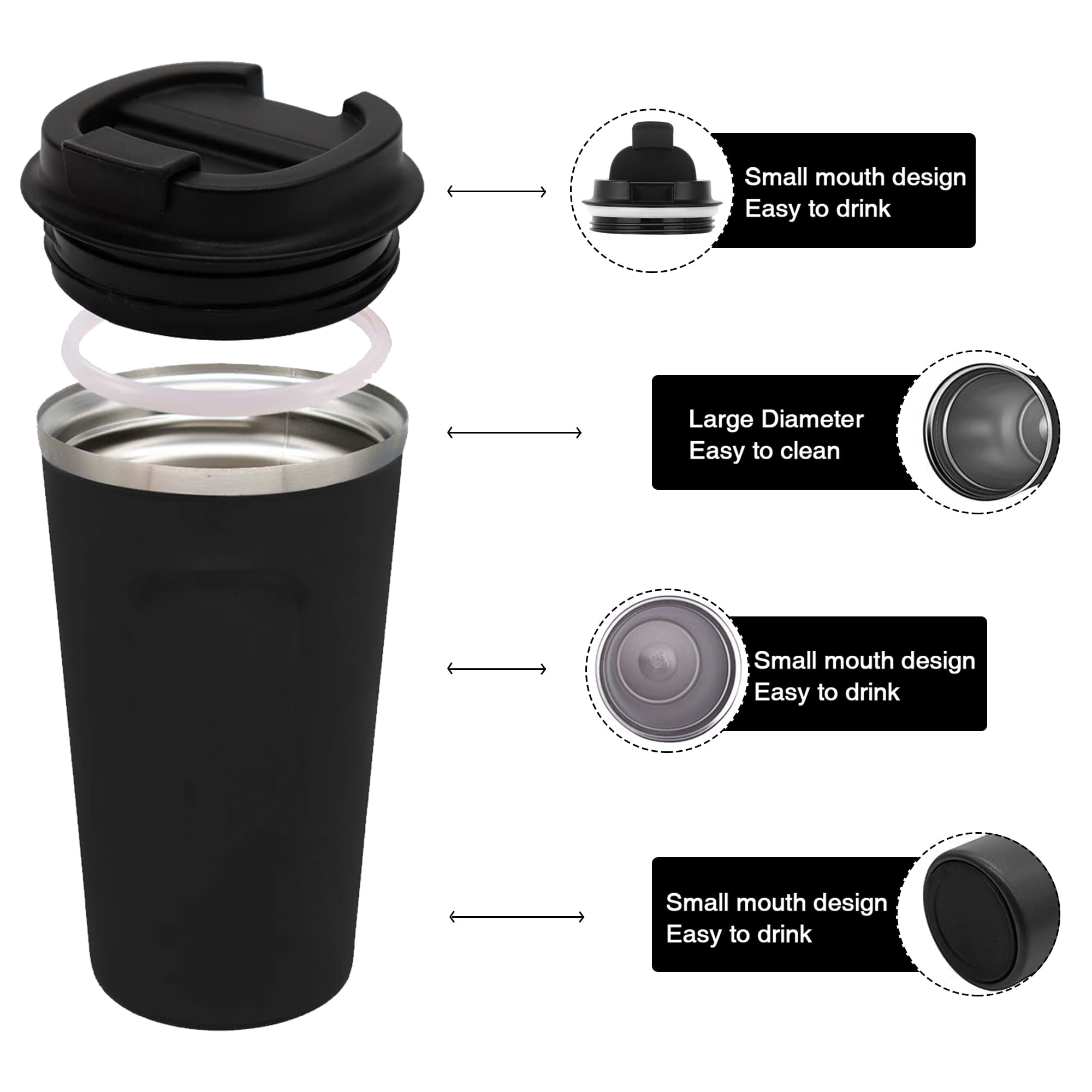 Travel Mug ,insulated Reusable Coffee Mug For Hot & Cold Drinks/tea,portable  Stainless Steel Thermal Takeaway Travel Coffee Cup For Car