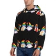 thumbnail image 3 of Pofeuu Happy Pride Gnome Print Mens Casual Hooded Collar Drawstring Hoodies Pullover Sweatshirts Casual Long Sleeve Shirts-X-Large, 3 of 7