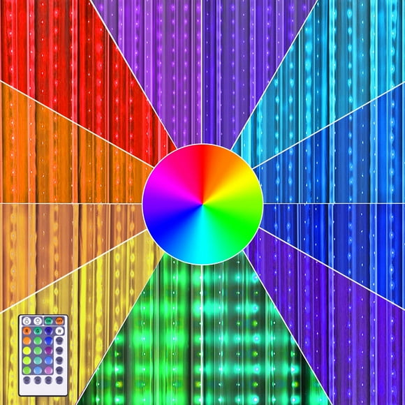 Luces de cortina KPROE Fairy de 16 colores cambiantes con mando a distancia de 200 LED