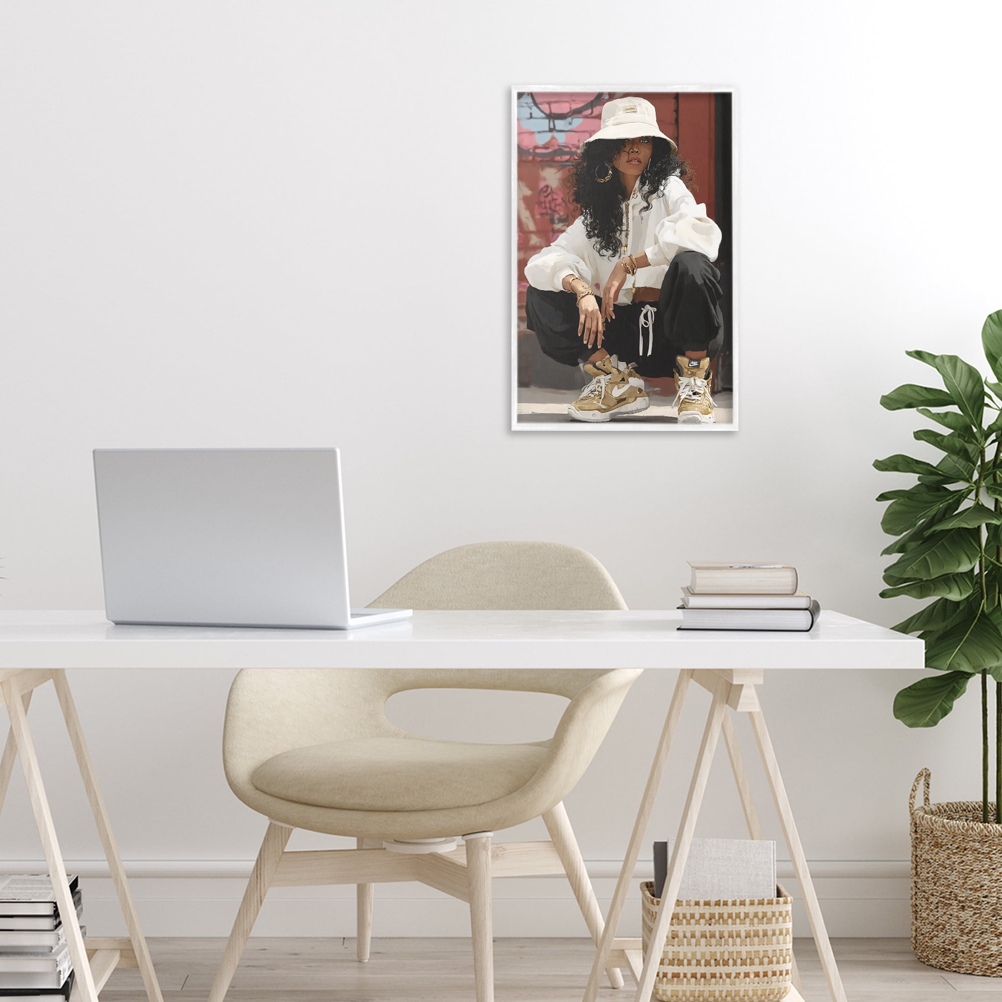 Stupell Industries Urban Streetwear Bucket Hat White Framed Giclee Art, design by Franklyn Gregory