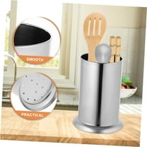 Straw Dispenser for Counter, 6.5" x 4.9" Stainless Steel Straw Holder, Coffee Stirrers Holder for Decor, Coffee Bar Accessories and Organizer, Spoon Holde for Kitchen, Coffee Bar, Party (Silver)