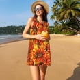 thumbnail image 3 of Vsdgher Robes d'Été Imprimé Tournesol4 pour Femmes Robe de Plage Décontractée Col en U Sans Manches Robe d'Été Ample avec Poche, 3 of 7