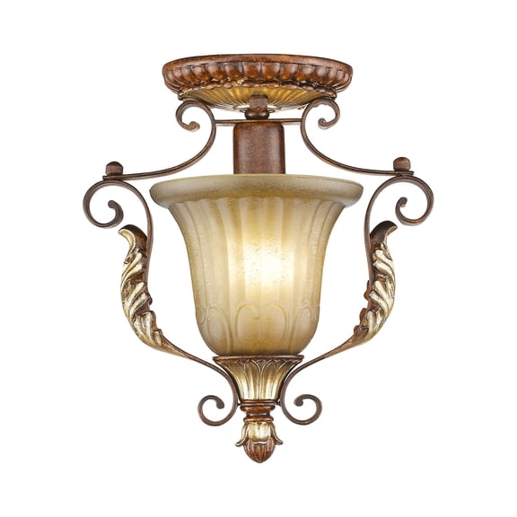 Livex Lighting Villa Verona Ceiling Mount in Verona Bronze with Aged Gold Leaf