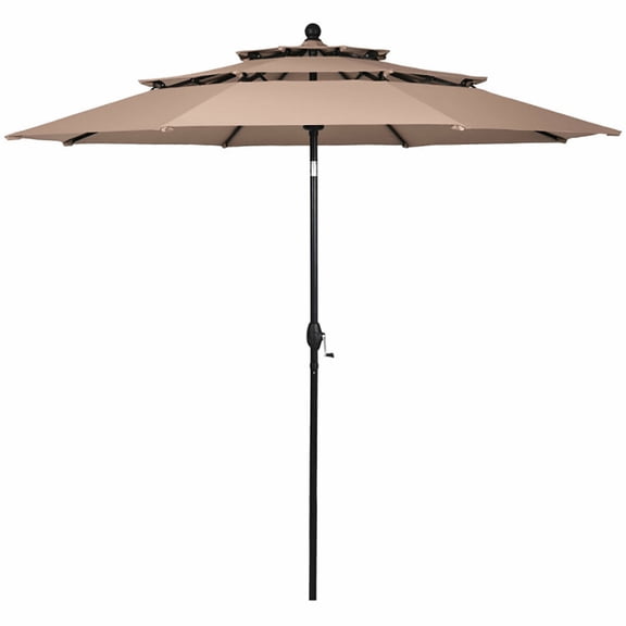 Aimee Lii 10ft 3 Tier Patio Umbrella Aluminum Sunshade Shelter Double Vented without Base, Sunbrella Patio Umbrellas, Beige