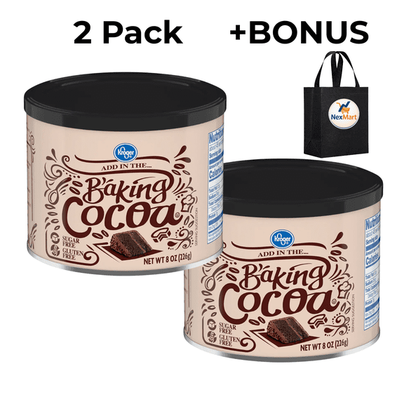 KG Unsweetened Baking Cocoa Powder Sugar Free Gluten Free 8 oz , 2 Pack Bonus