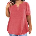 thumbnail image 2 of Women's Color Block Gradient Print V Neck Short Sleeve Casual Loose Tops, 2 of 6