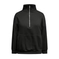 thumbnail image 4 of ManxiVoo Women's Long Sleeve Half Zip Pullover Sweatshirt Lightweight Loose Fit for Casual Daily Wear and Outdoor Activities L Size Black, 4 of 9
