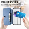 thumbnail image 2 of Clear Case for Nothing Phone 1 with Card Holder, Fiber Pattern PU Leather Wallet Flip Shockproof Phone case Cover for Nothing Phone 1 QW Blue, 2 of 18
