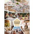 thumbnail image 5 of Spring Floral Table Cloth, Waterproof Tablecloth for Rectangle Tables, Retro Pink Orchid Flowers Leaves Botanical Reusable Washable Fabric Table Cover for Restaurant Kitchen Dining Tables 52"x70", 5 of 9