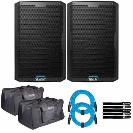 Alto Professional TS415 2500W 15" 2-Way Powered Loudspeakers with Universal Carry Tote Bags Duo Package