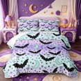 thumbnail image 2 of Manfei Spooky Print Quilt Full,Black Halloween Bat Full Bedspread Sets,3-Piece,1 Coverlet and 2 Pillowcases, 2 of 7