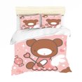 thumbnail image 2 of 3D Oso Rosa Funda de edredón Juego de ropa de cama Fundas de almohada 85, 2 of 2