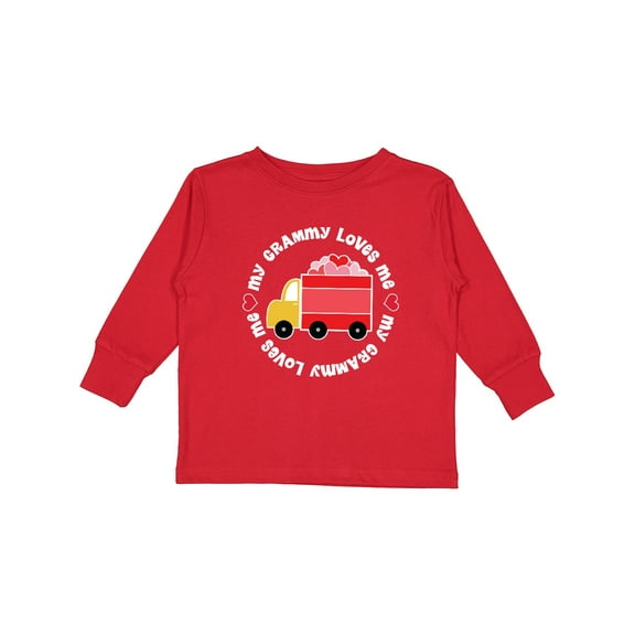 Inktastic My Grammy Loves Me Valentine Truck Boys or Girls Long Sleeve Toddler T-Shirt