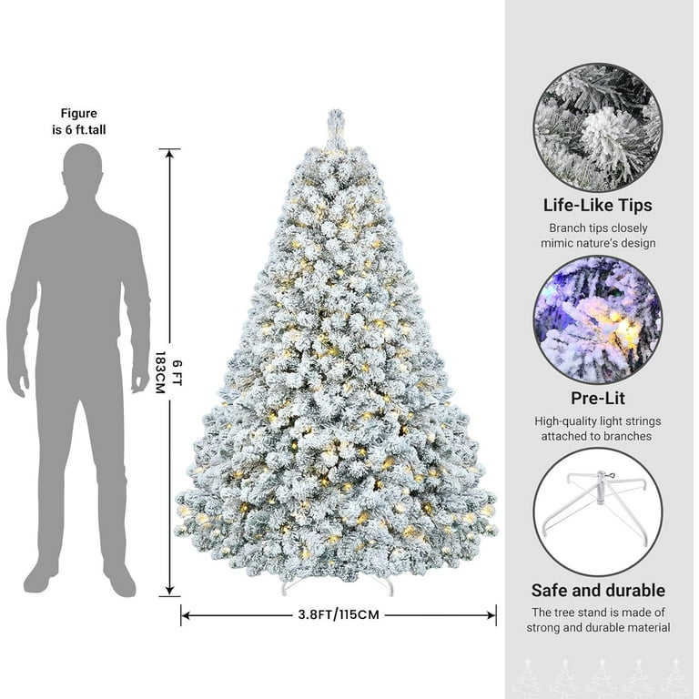SHareconn 4ft Prelit Premium Artificial Hinged Christmas Tree with Remote  Control,Timer,and 170 Warm White & Color LED Changing Lights,414 Branch  Tips,Perfect Choice for Xmas Decoration,4 FT, Green 