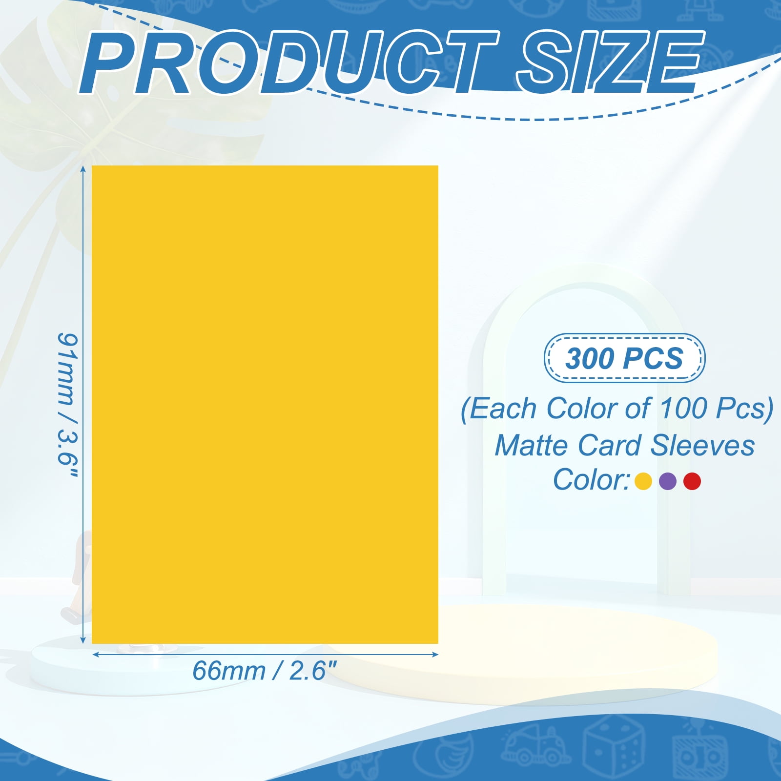 Uxcell Matte Card Sleeves, Trading Card Sleeves Deck Protectors Perfect for Trading Cards & Baseball & Sports & Magic Gathering & Magic Game Cards (Purple/Red/Yellow, 300 Pcs)