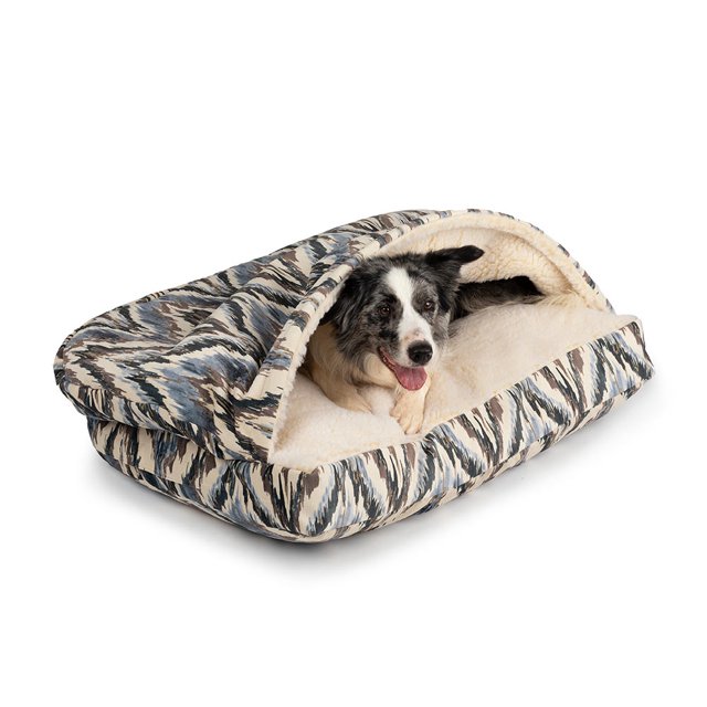 Snoozer Cozy Cave Rectangle Pet Bed, Extra Large, Tempest Indigo, Hooded Nesting Dog Bed