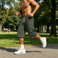 thumbnail image 7 of Hurxie Men's Baggy Sweat Shorts Long Below Knee Fleece Capri Shorts Athletic Casual 3/4 Pants with Pockets Army Green,2XL, 7 of 7