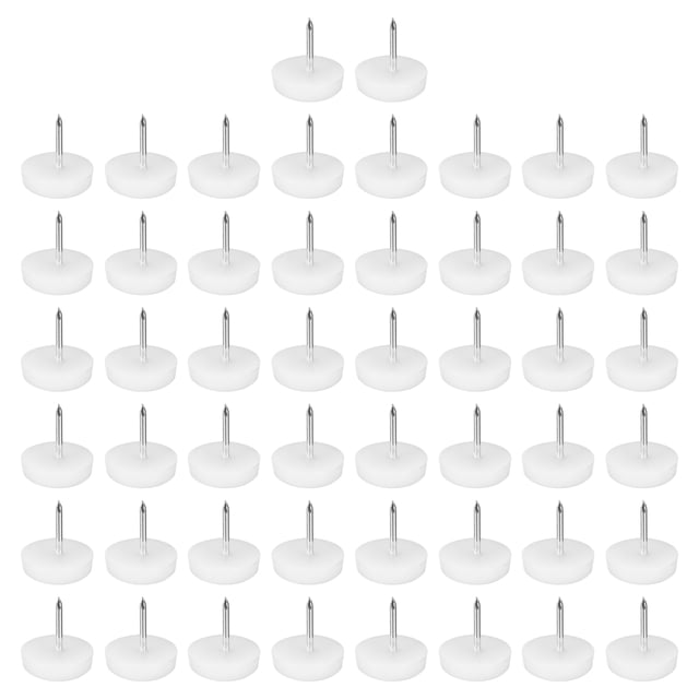 Deslizadores de muebles de plástico con clavo Uxcell 50 piezas 19.5 mm de diámetro para proteger patas de mesas, sillas y sofás, blancos