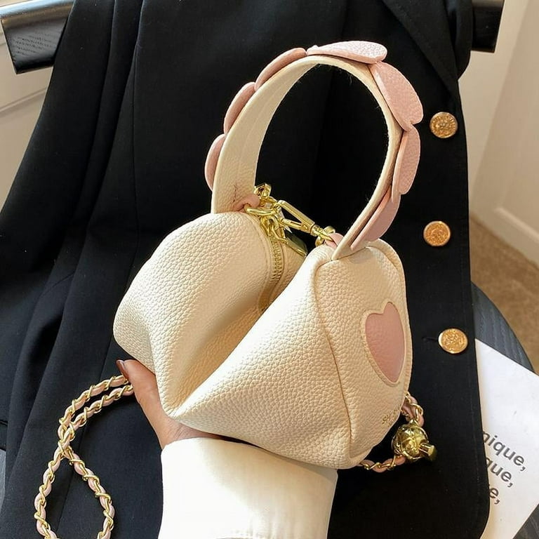 CoCopeaunts Luxury Designer Heart Shoulder Bag for Women Korean Style  Kawaii Pu Leather Versatile Trend Lipstick Purse Cute Handbag