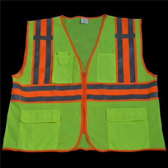Petra Roc LVM2-CB2-4X-5X Safety Vest Ansi Class Ii Lime Mesh Contrast Binding, 4X & 5X