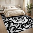 thumbnail image 3 of ODIKA 8'x10' Washable Area Rug Non-Slip Chair-Friendly Mat Skull Pixelated Beast Cranium Geometric Block Framework Edgy for Dining Room, Large Office, Lounge, 3 of 7