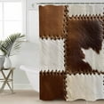 thumbnail image 5 of Cow Cowhide Shower Curtain, 48" x 72", Abstract Brown Seam Leather Waterproof Bathroom Curtain Washable Shower Curtain Set with 12 Hooks, 5 of 6