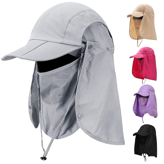 Foldable Sun Cap, Fishing Hats, UPF 50 Protection Caps with Face Mask Neck Flap