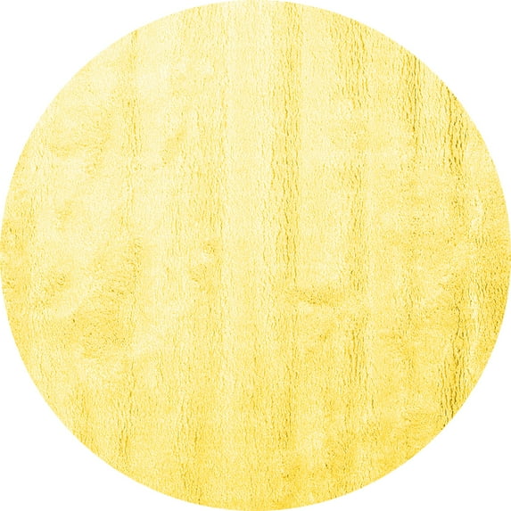 Ahgly Company Indoor Round Solid Yellow Modern Area Rugs, 5' Round