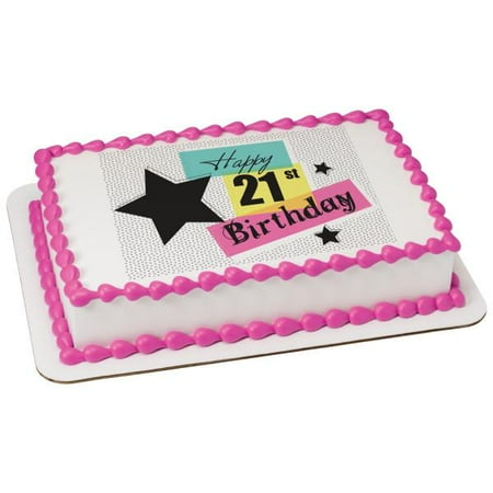 21st Birthday Cookies - 21st Birthday Edible Cake Topper Image