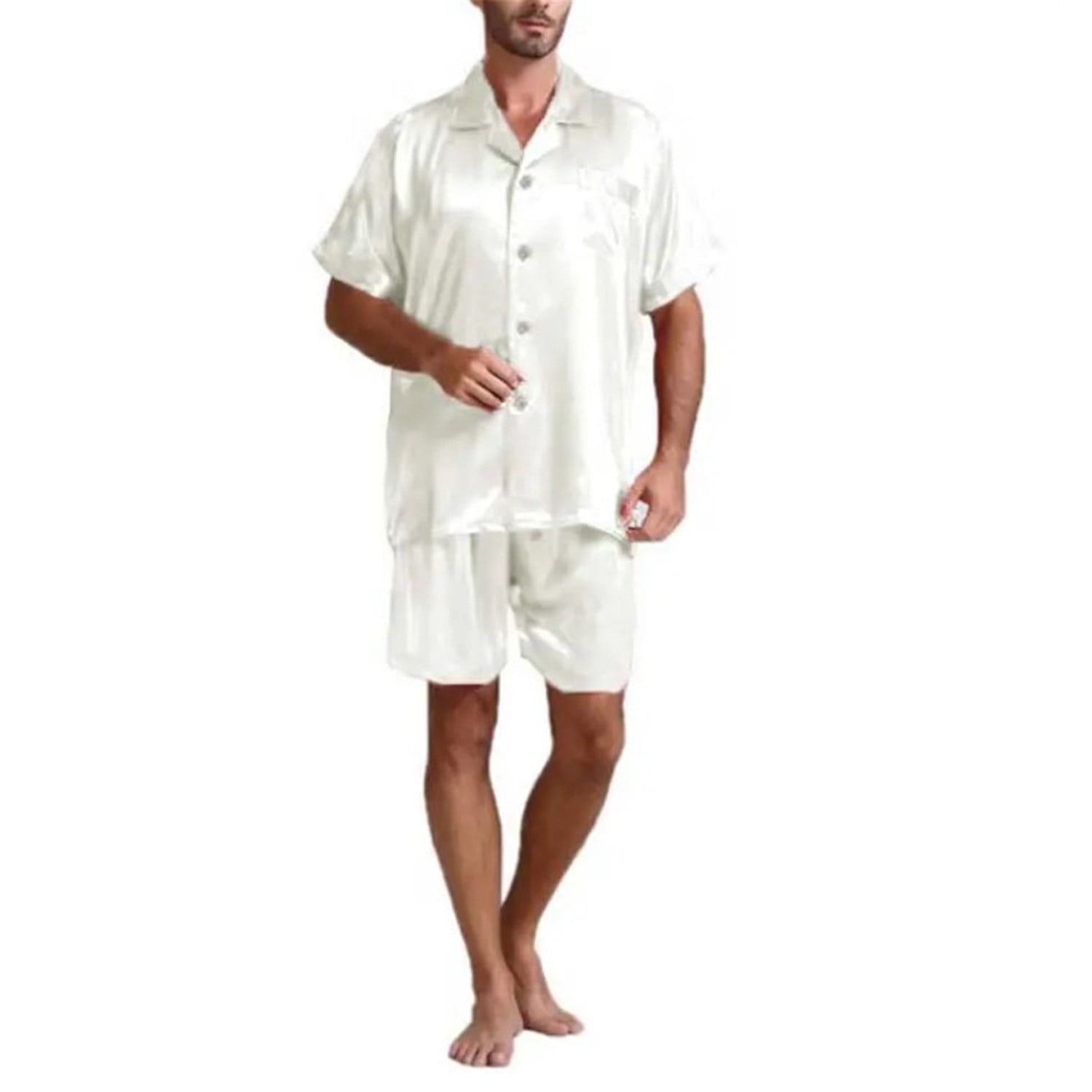 Kiapeise Men Summer Pajamas Set, Button Top+Short Pants Sleepwear ...