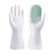 thumbnail image 2 of Guantes resistentes al calor para lavavajillas con estropajo integrado | Guantes reutilizables para ollas, sartenes y utensilios de cocina | Puño largo impermeable | Colores rosa, gris, verde y, 2 of 7