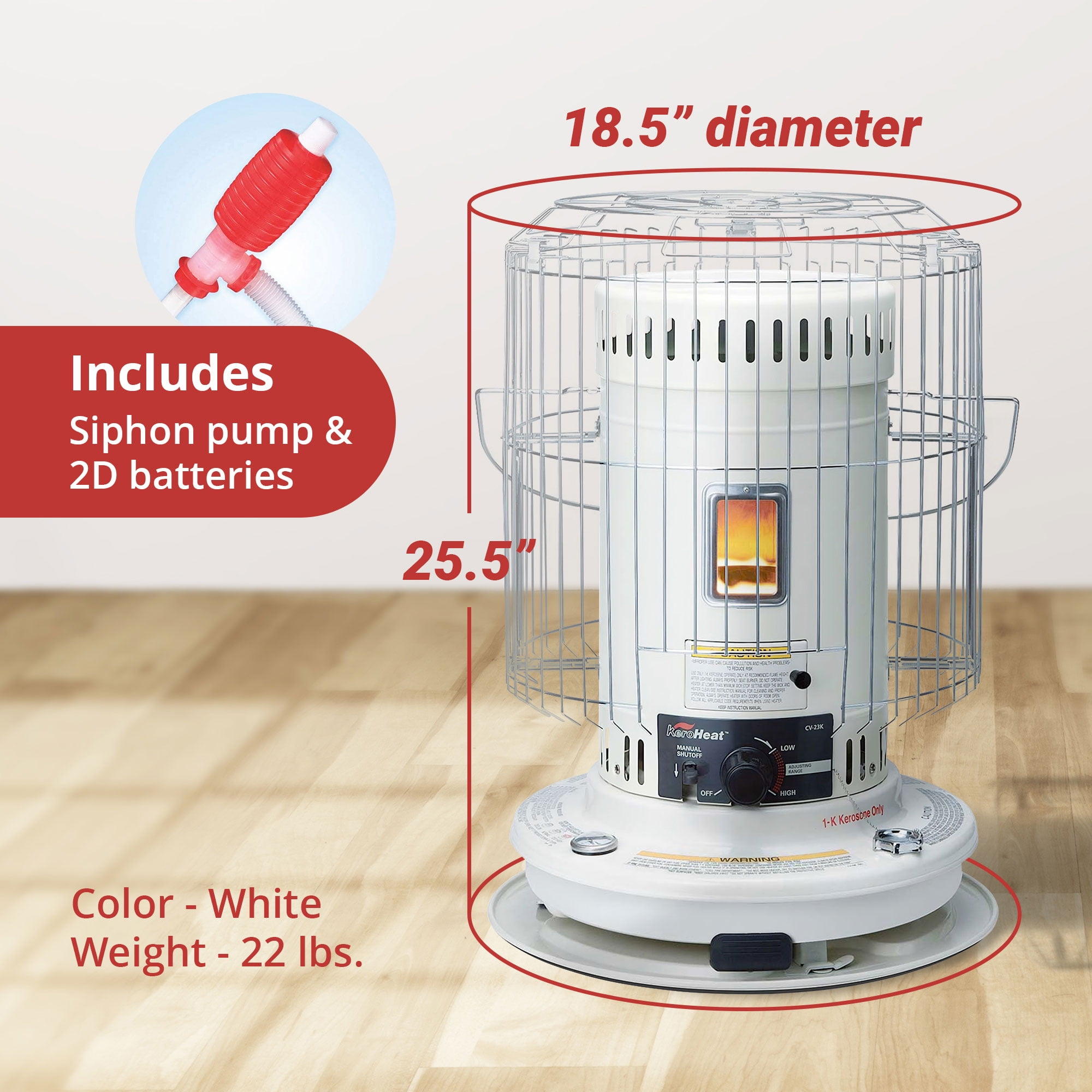 Sengoku Keroheat 23 500 btu Indoor outdoor Portable Convection Kerosene Heater Cv 23k Sengoku L.a. White