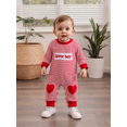 thumbnail image 5 of BemeyourBBs Newborn Valentines Day Outfit Baby Boys Girl Love Jumpsuit Long Sleeve Crewneck Striped Embroidery Romper Onepiece Clothes, 5 of 9