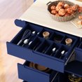 thumbnail image 3 of Compact 53" Kitchen Cart with Versatile Storage & Rubber Wood Countertop, Mobile Kitchen Island with 8 Handle-Free Drawers & 5 Rolling Wheels, Dark Blue, 3 of 30