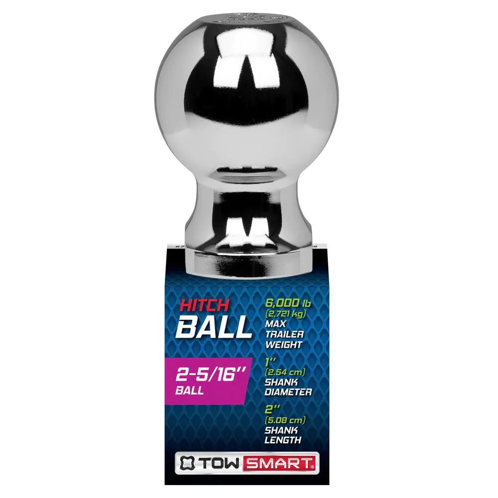 TowSmart Trailer Hitch Ball, Class IV, 2-5/16in Ball, 1in x 2in Shank, 6000 lb, 714, Chrome, 1 Each