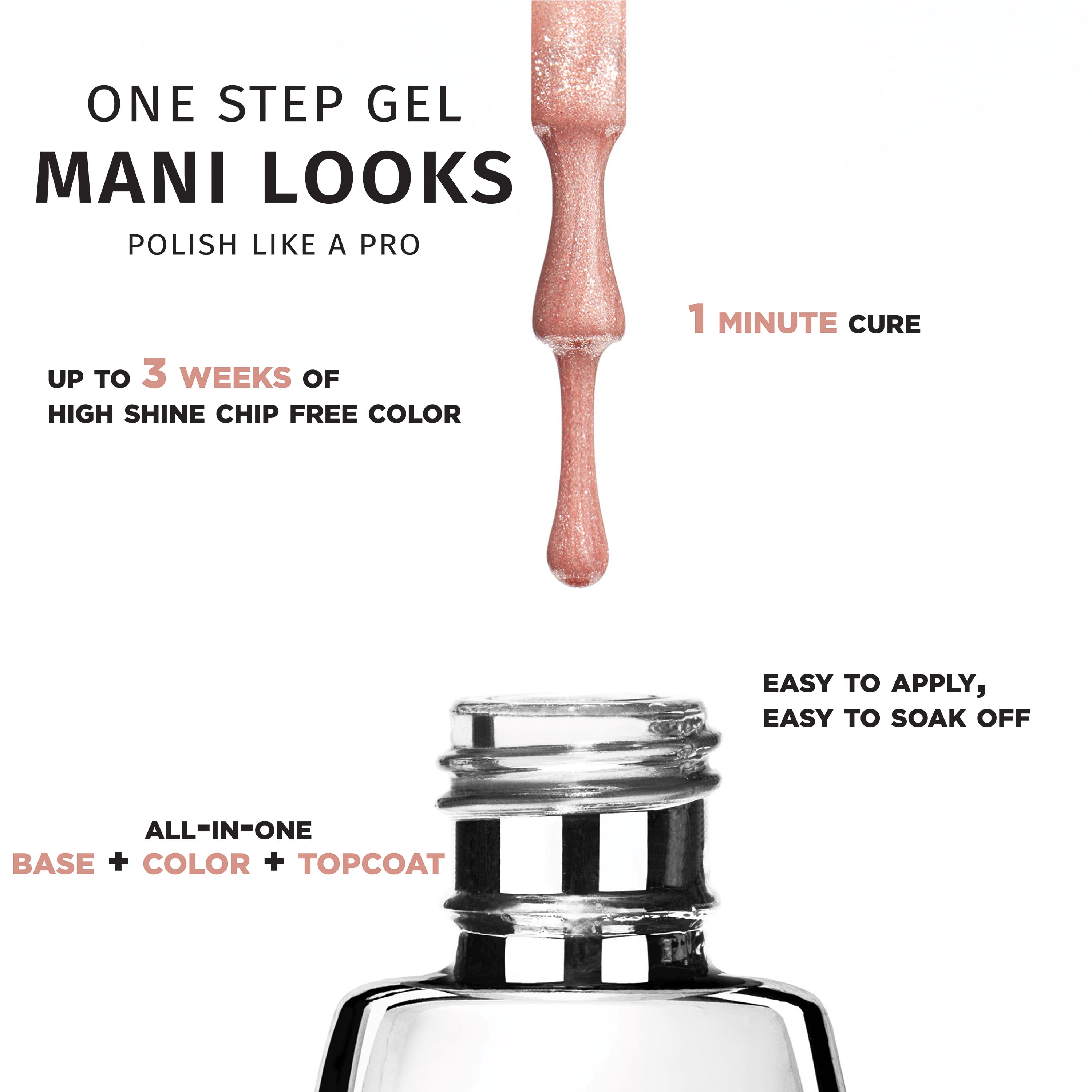 Salon Perfect Magnetic One Step Gel + Magnet Tool, Nude Silver Nail Polish, 0.5 fl oz