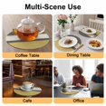 thumbnail image 2 of Yellow Morocco Round 13 Inch Placemats Set of 4, Geometric Grey Stripes Modern HeatResistant Non Slip Place Mats for Dining Table, Wipeable Braided Kitchen Table Mats for Housewarming, 2 of 9