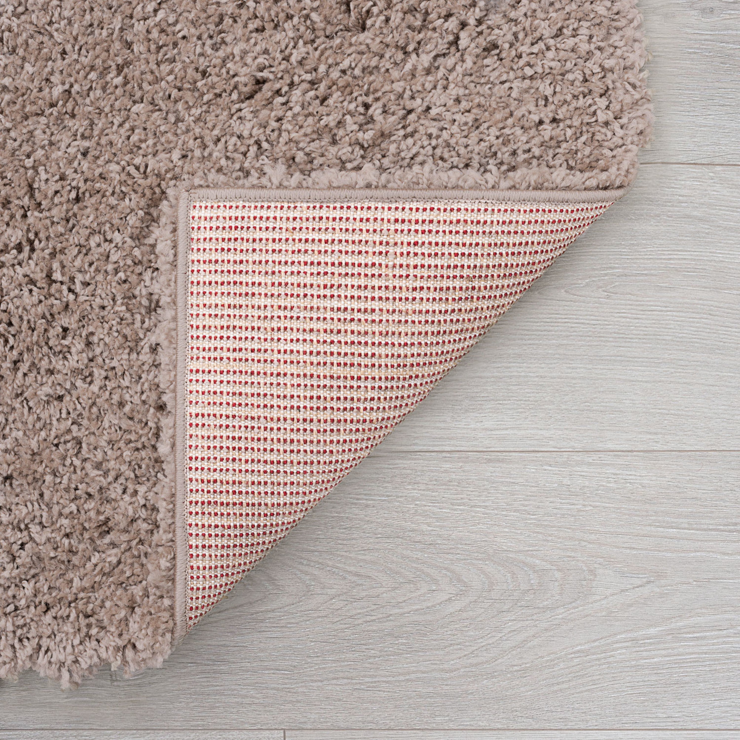 Transitional 3x5 Area Rug Shag Thick (3'3'' x 5') Solid Tan Indoor Rectangle Easy to Clean