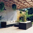 thumbnail image 1 of vidaXL 8 Piece Garden Lounge Set with Cushions Poly Rattan Black, 1 of 5