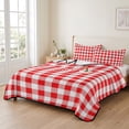 thumbnail image 2 of Twin XL Quilt Set 68''x98'', Red White Plaid Lightweight Bedspread Coverlet Set with 2 Pillow Shams, Modern Farmhouse Buffalo Check Gingham Breathable All Season Quilt Bedding for Dorm/Guest Room, 2 of 9
