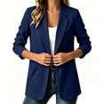 thumbnail image 2 of TEAJOPSUU Women's Blazers Relaxed Fit Notched Lapel Patch Suit Cardigans Lightweight Casual Business Sweaters Solid Color Navy, 2 of 5