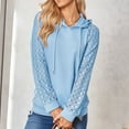 thumbnail image 2 of Sudadera con capucha de encaje de manga larga, cuello redondo, jersey con cordón, sudadera con capucha informal de moda para mujer, azul S, 2 of 5