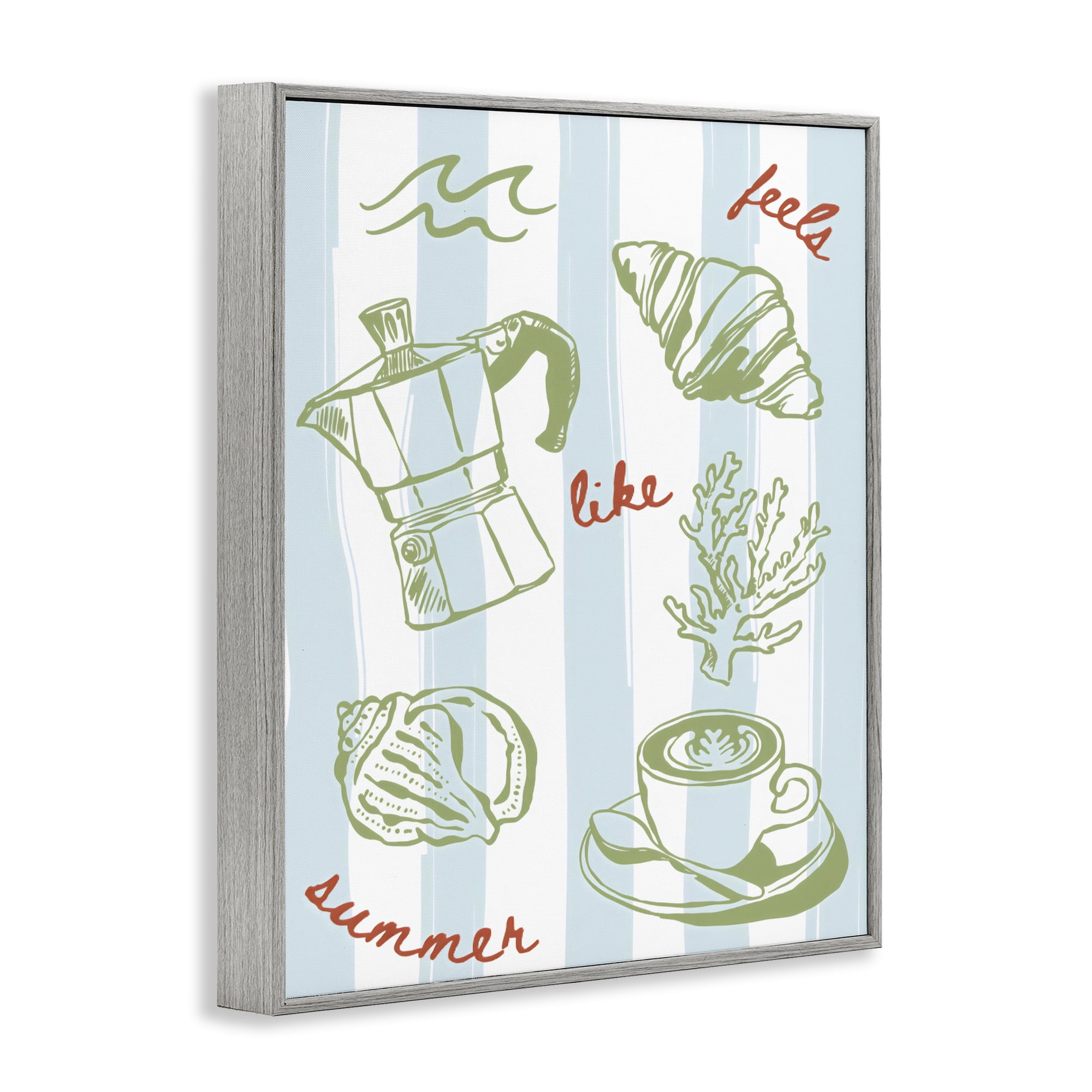 Stupell Industries Feels Like Summer on Stripes Gray Framed Giclee Art, design by The Prints Vibe