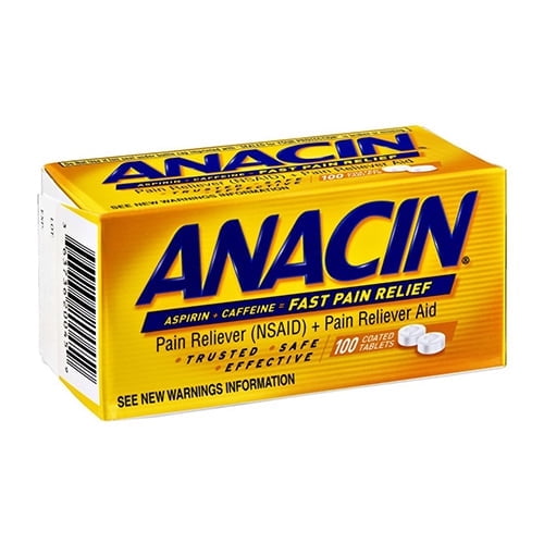Anacin Fast Pain Relief, Pain Reducer Aspirin Tablets - 100 Ea, 2 Pack